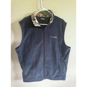 Columbia Fleece Vest Mens XL Full Zip Outdoor Fishing Hunting Camo Collar